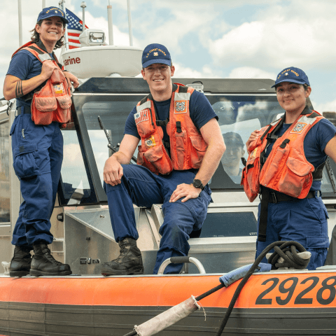 Smiling Coast Guard members